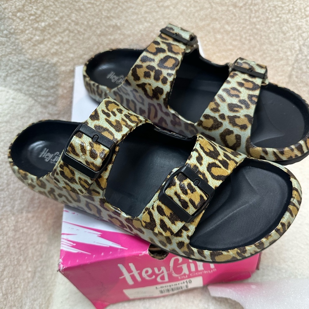 Hey Girl by Corkys - Waterslide Slip On Sandals Leopard Size 10‎ NIBWT